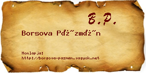 Borsova Pázmán névjegykártya